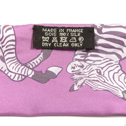 Hermes Silk Les Zebres Twilly Bordeaux Mauve Rose Poudre Parme 3 of 3