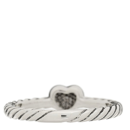 David Yurman Sterling Silver Diamond Cable Classics Heart Ring 55 7.25 3 of 4
