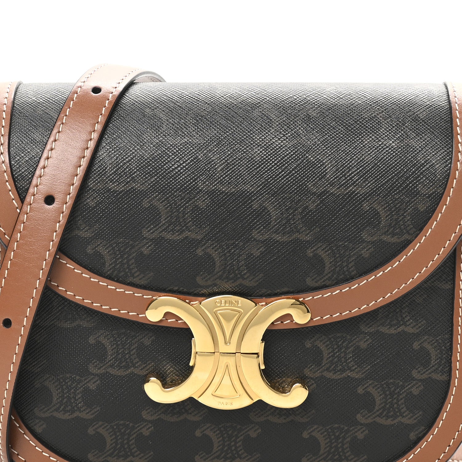 Celine Canvas Calfskin Triomphe Teen Besace Tan 7 of 9