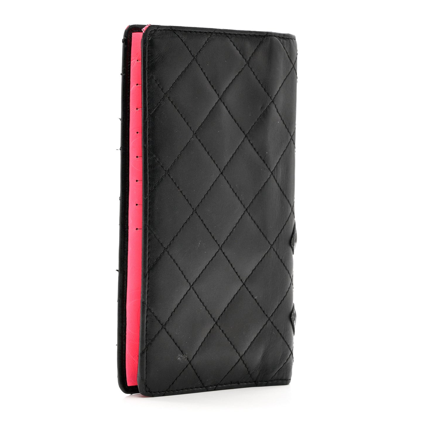 Calfskin Quilted Cambon Yen Wallet Black