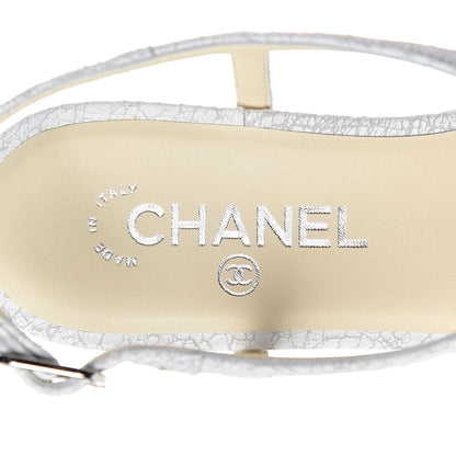 Chanel Crackled Lambskin Camellia Thong Sandals 39.5 White 6 of 11