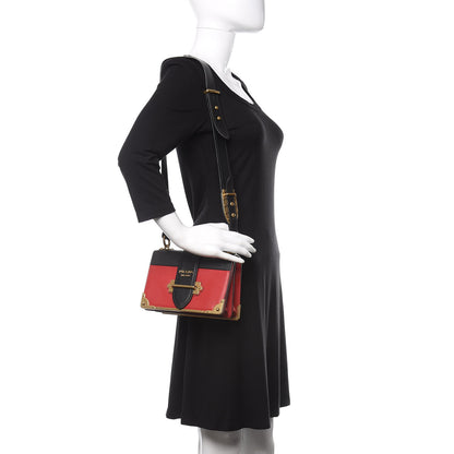 Prada City Calfskin Saffiano Cahier Bag Fuoco Black 2 of 9