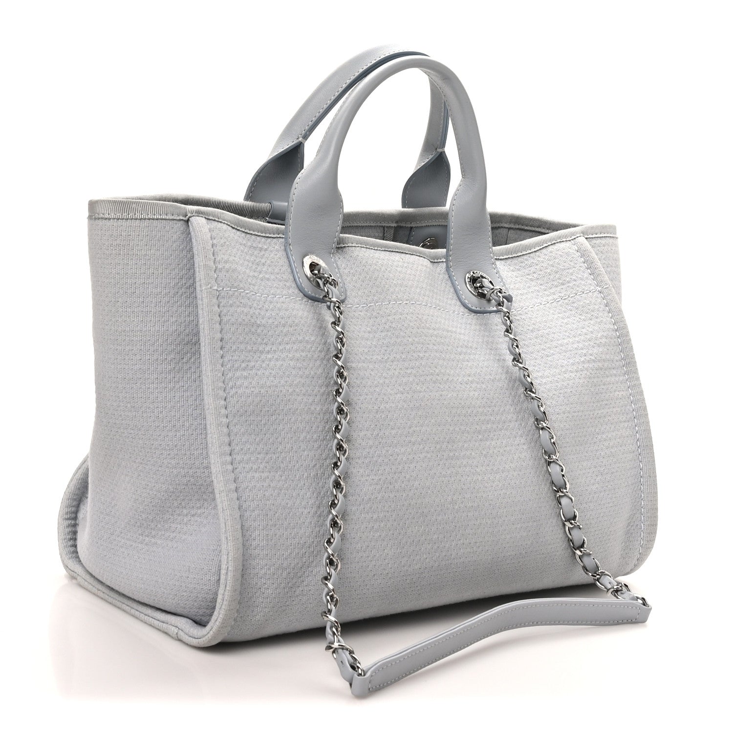 Chanel Mixed Fibers Small Deauville Tote Light Blue 4 of 12