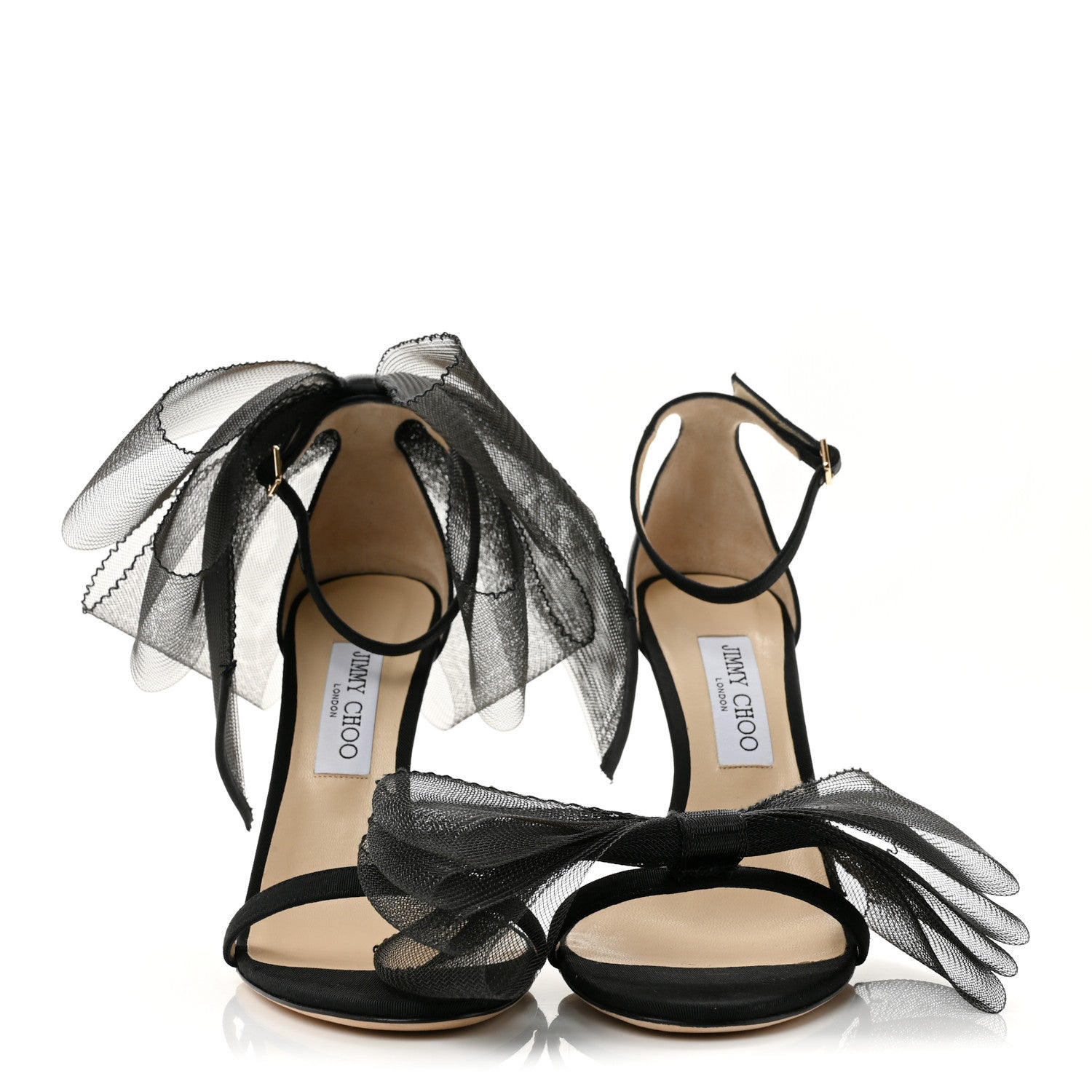 Jimmy Choo Grosgrain Aveline Bow 100 Sandals 40 Black 3 of 8