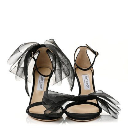 Jimmy Choo Grosgrain Aveline Bow 100 Sandals 40 Black 3 of 8