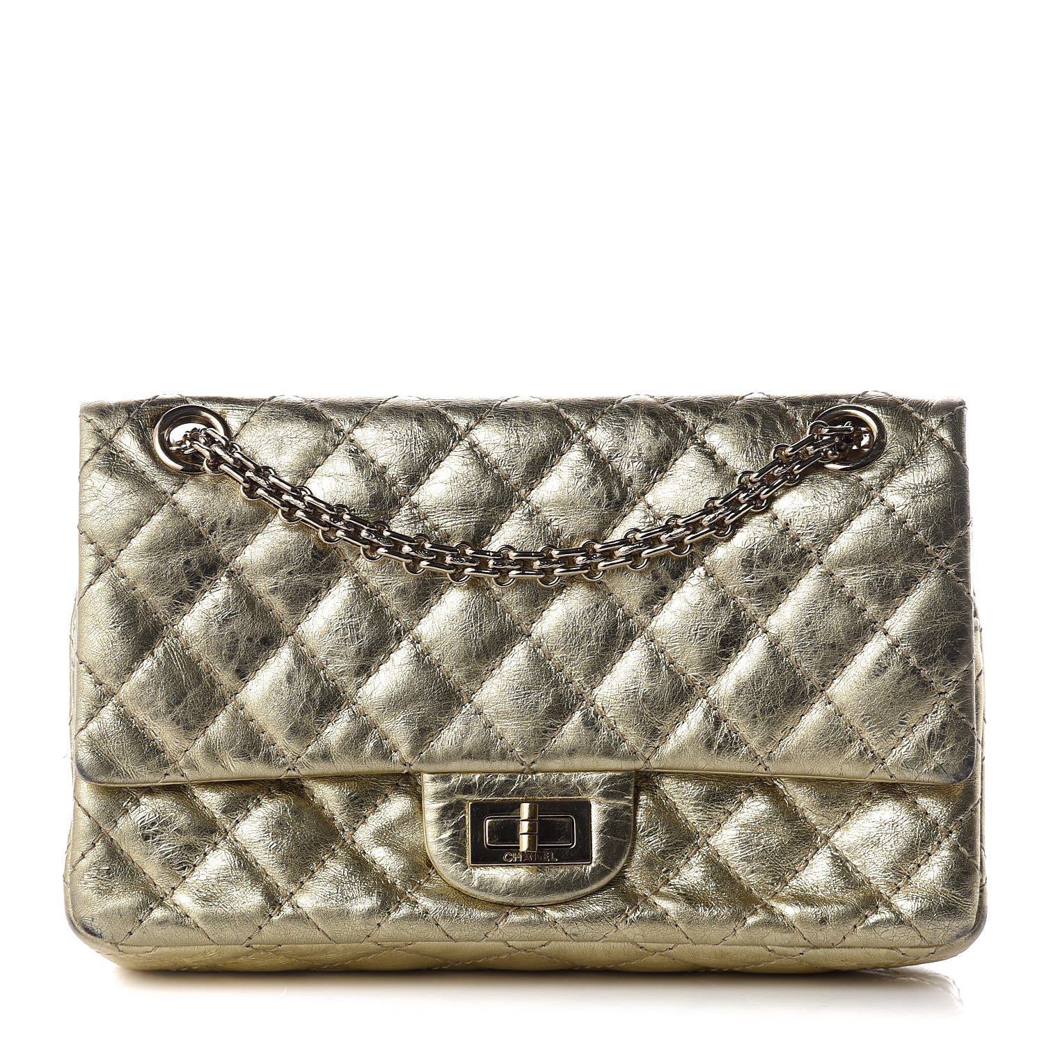 Chanel Metallic Aged Calfskin Quilted 2.55 Reissue 225 Flap Gold 1 of 14