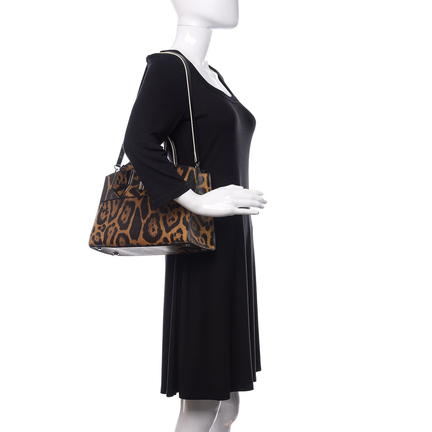 Canvas Calfskin Wild Animal Print City Steamer EW Marron
