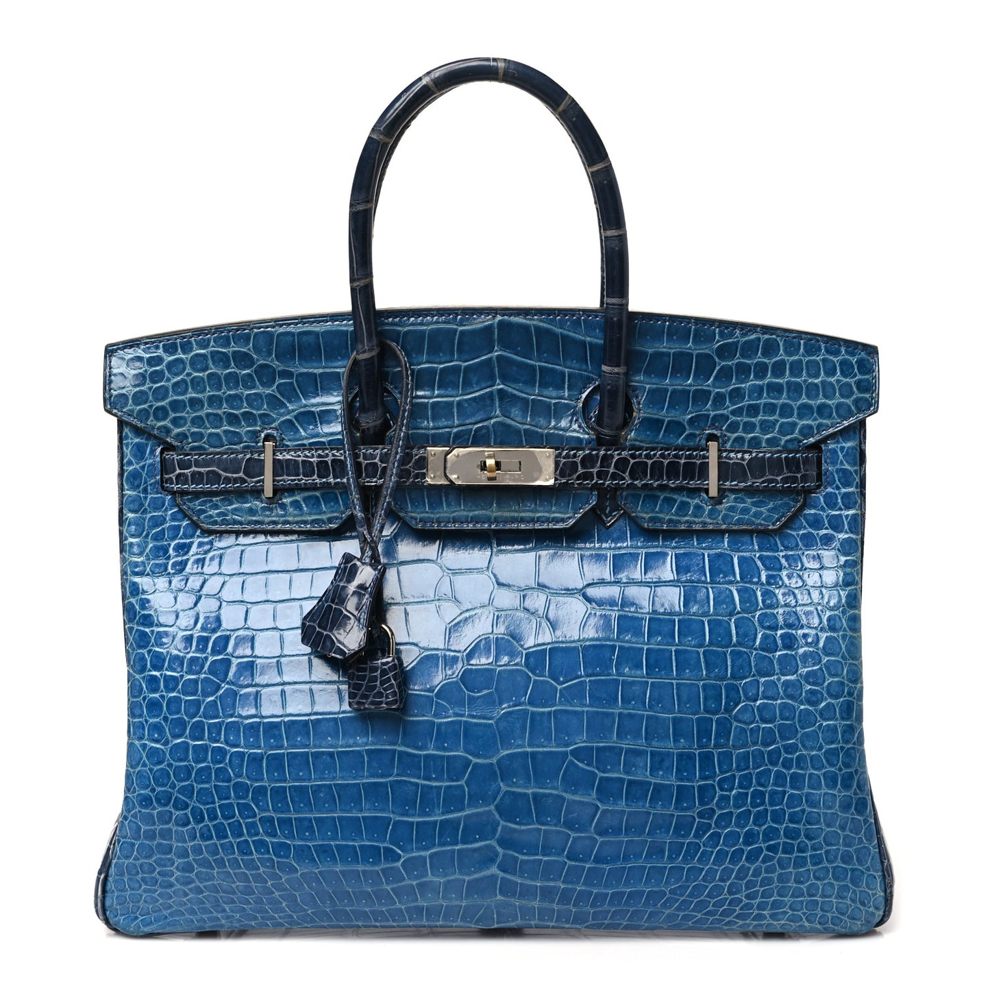 Shiny Porosus Crocodile Horseshoe Birkin 35 Bleu Roi Bleu Abysse