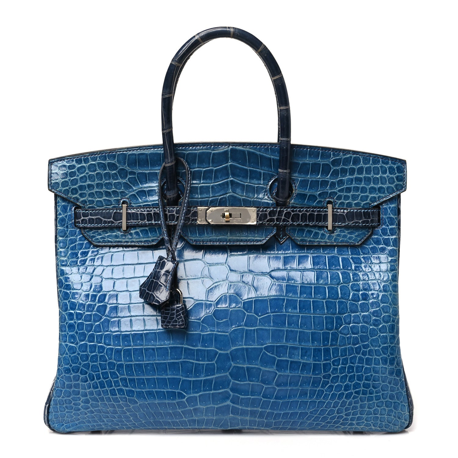 Hermes Shiny Porosus Crocodile Horseshoe Birkin 35 Bleu Roi Bleu Abysse 1 of 10