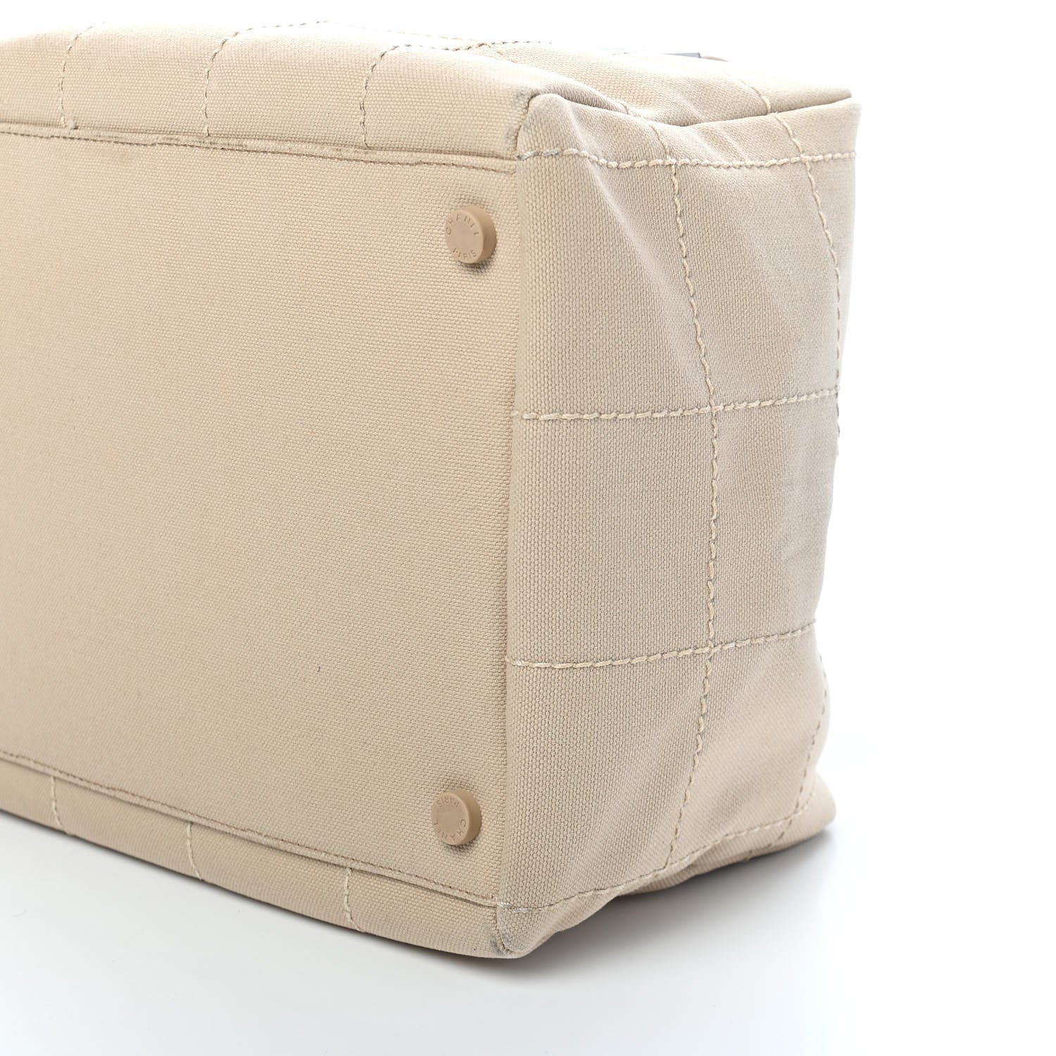 Chanel Canvas Square Stitched CC Tote Bag Beige 10 of 14