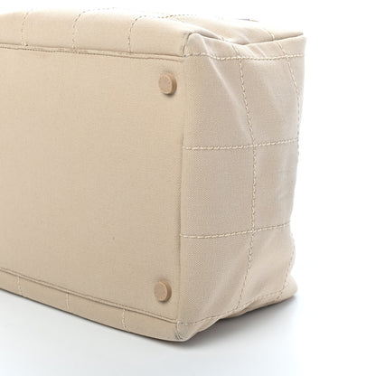 Chanel Canvas Square Stitched CC Tote Bag Beige 10 of 14