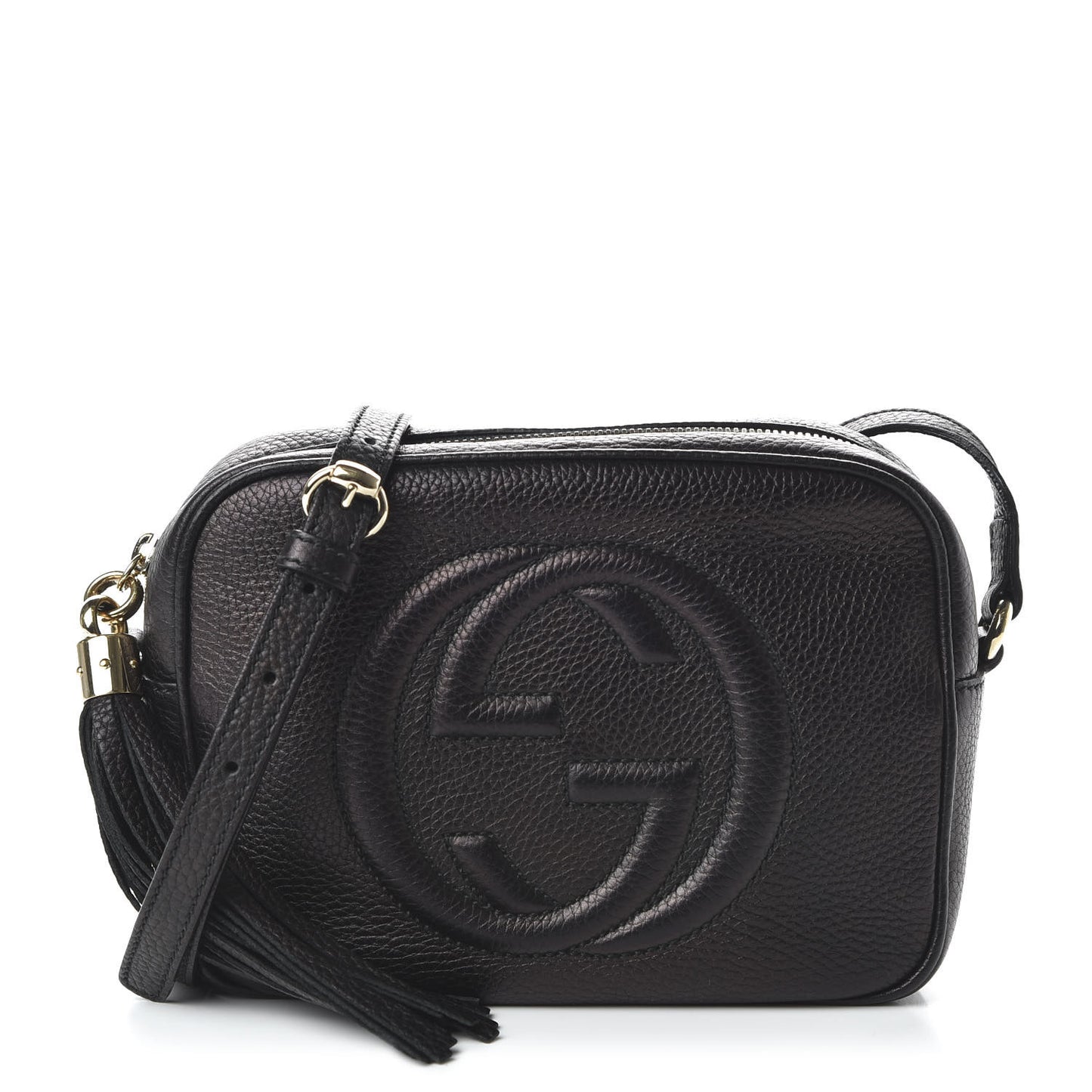 Pebbled Calfskin Small Soho Disco Bag Black