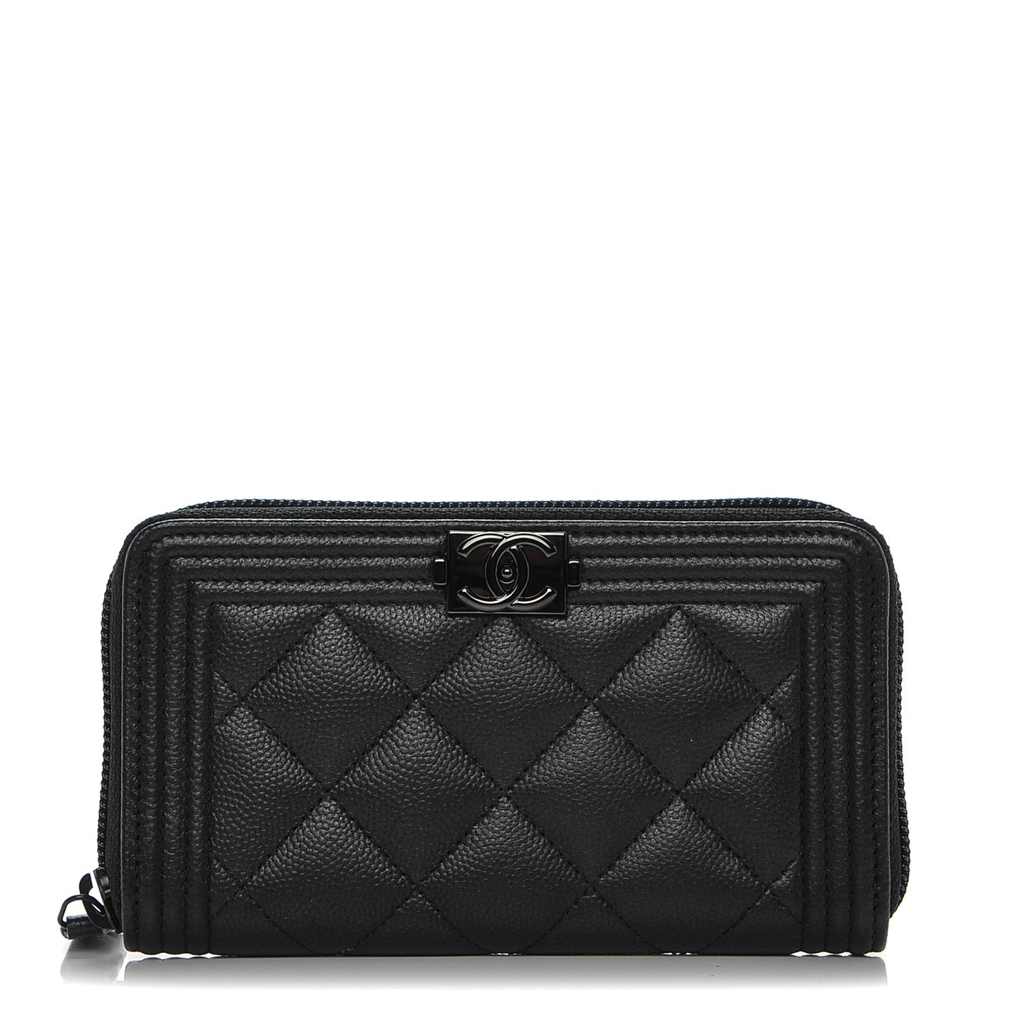 Caviar Quilted Boy Small Zip Around Wallet So Black
