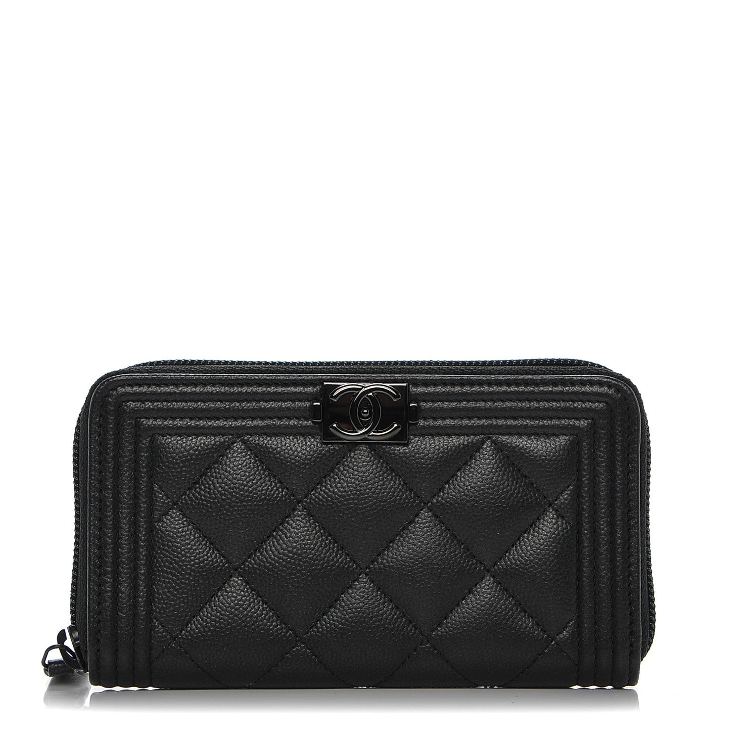 Chanel Caviar Quilted Boy Small Zip Around Wallet So Black 1 of 7