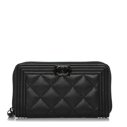 Chanel Caviar Quilted Boy Small Zip Around Wallet So Black 1 of 7
