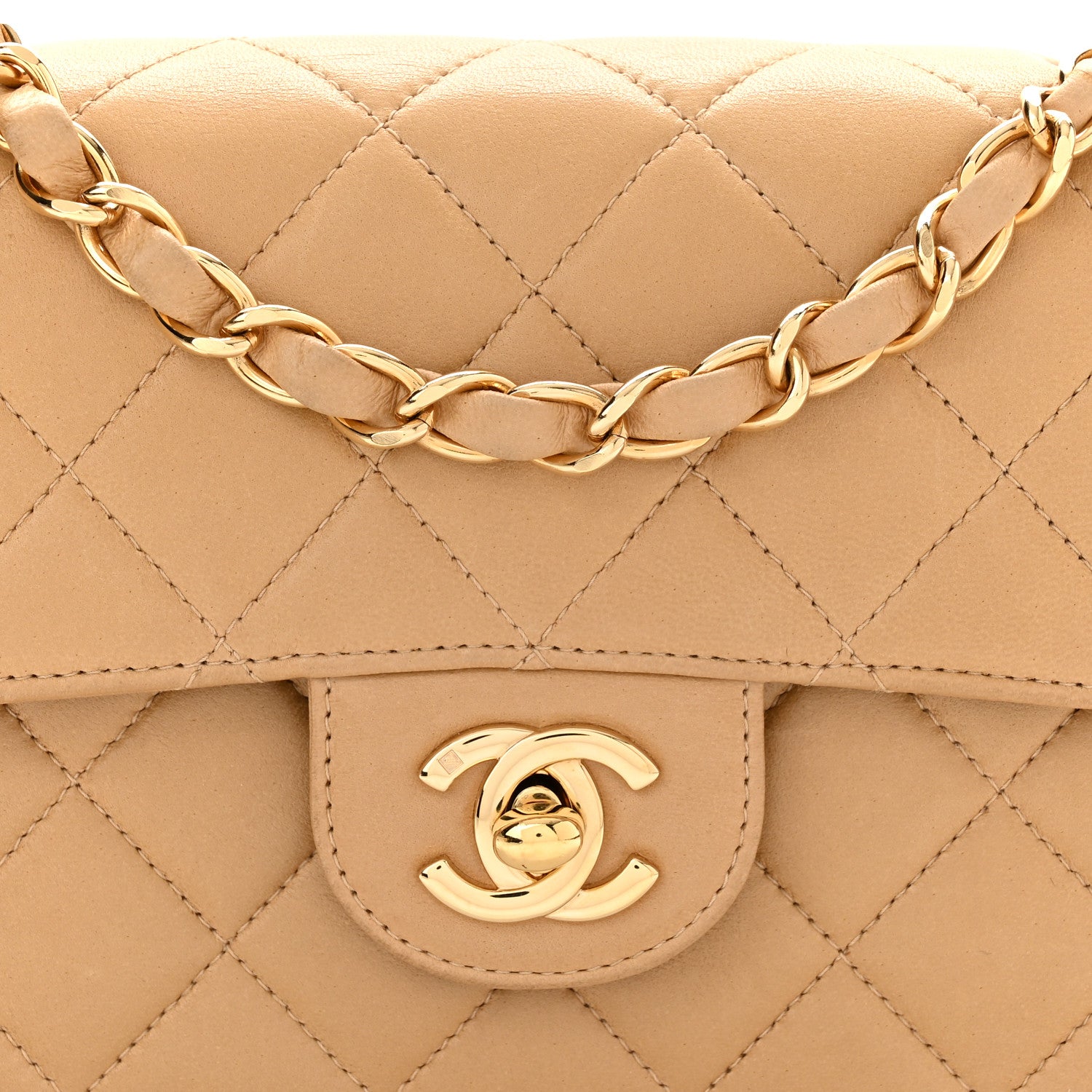 Chanel Lambskin Quilted Mini Rectangular Flap Dark Beige 8 of 11