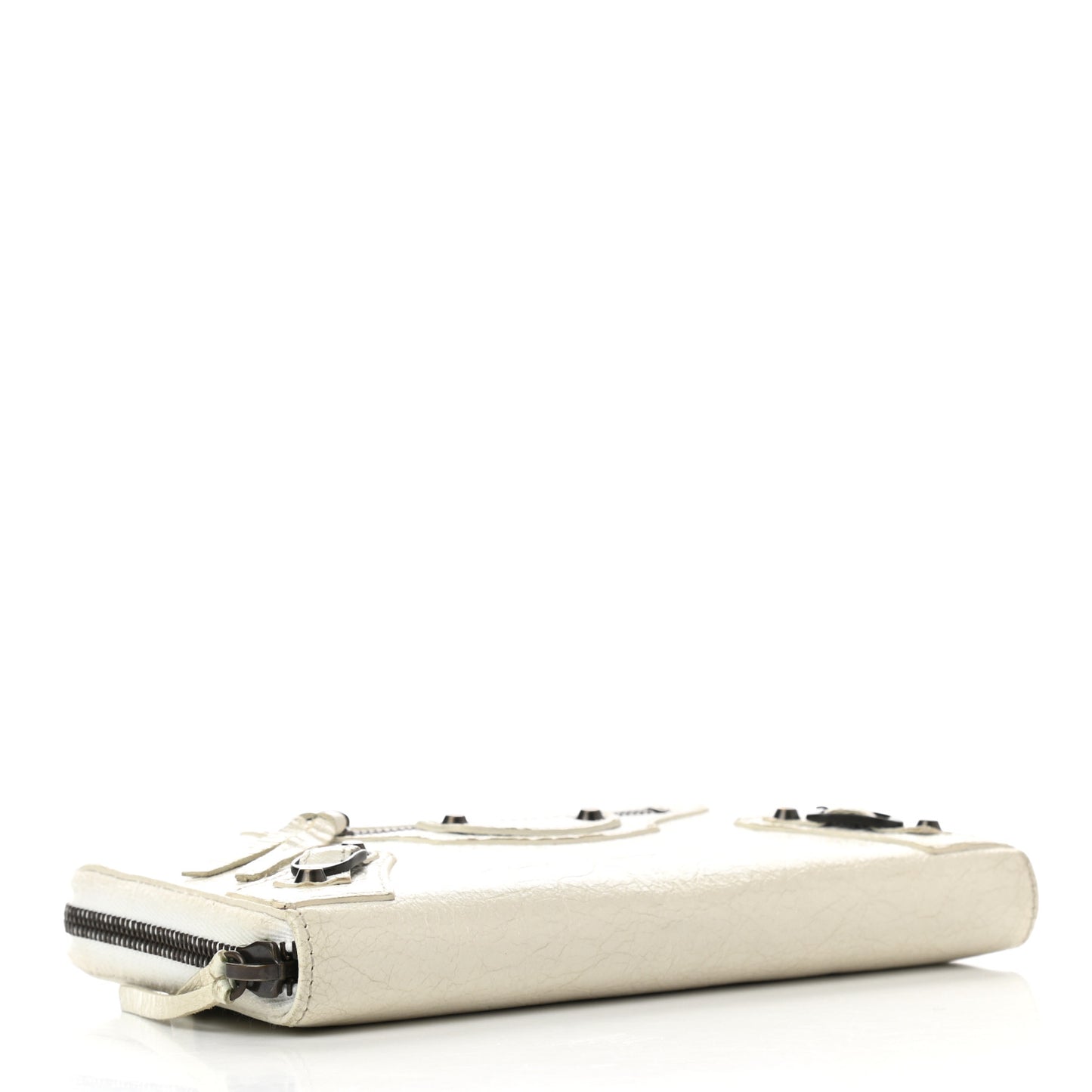 Agneau Classic Hardware Continental Zip Around Wallet White