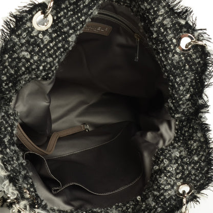 Chanel Tweed Lambskin Drawstring Tweedy Tote Black 7 of 7
