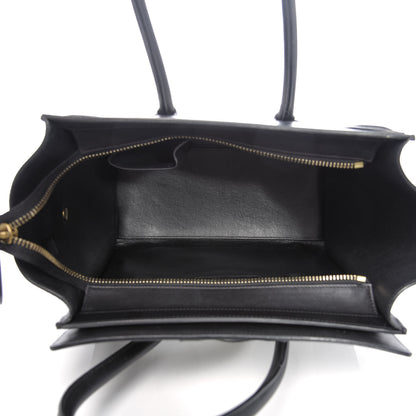 Celine Bullhide Calfskin Micro Bi-Color Luggage Black White 5 of 10