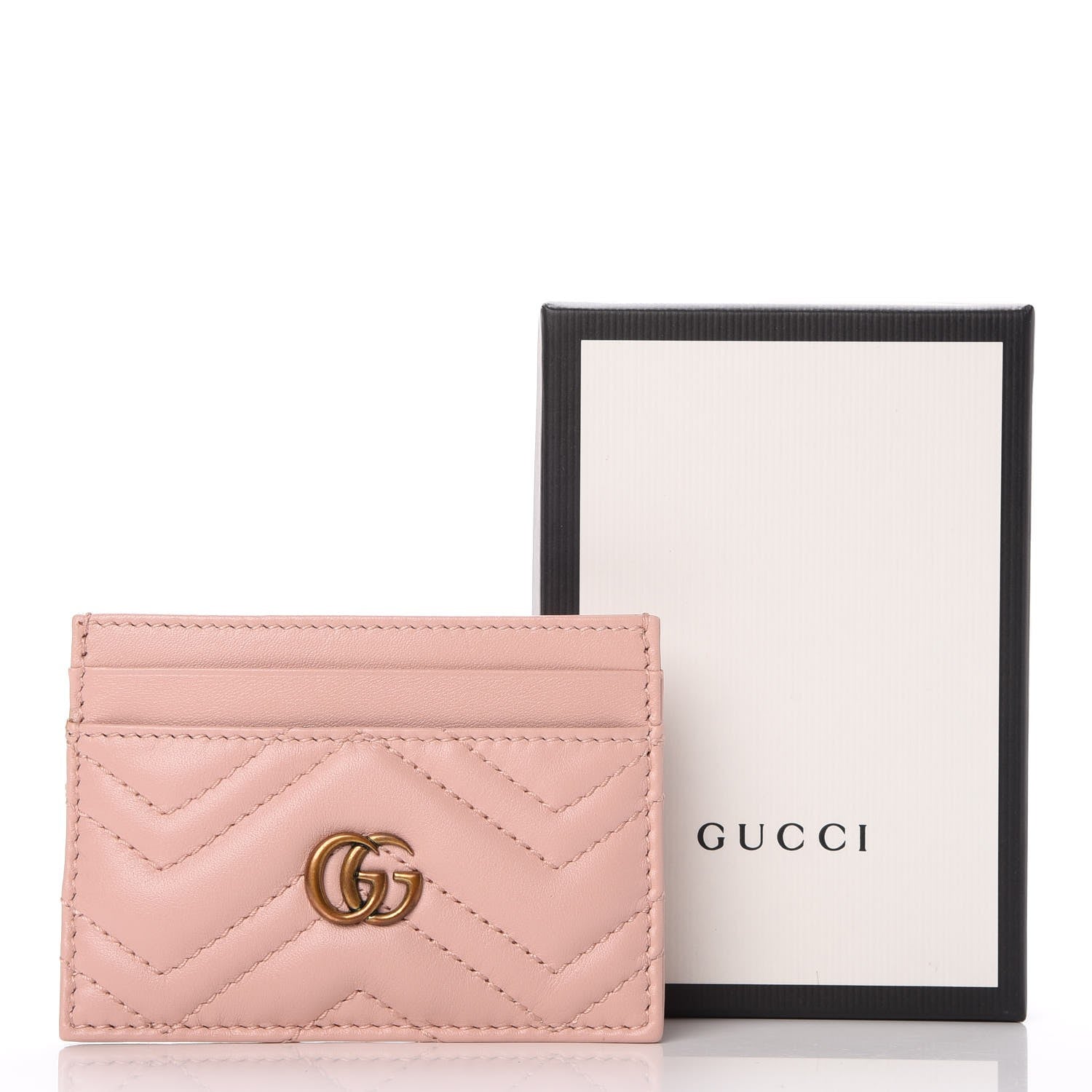 Gucci Calfskin Matelasse GG Marmont Card Holder Perfect Pink 7 of 7