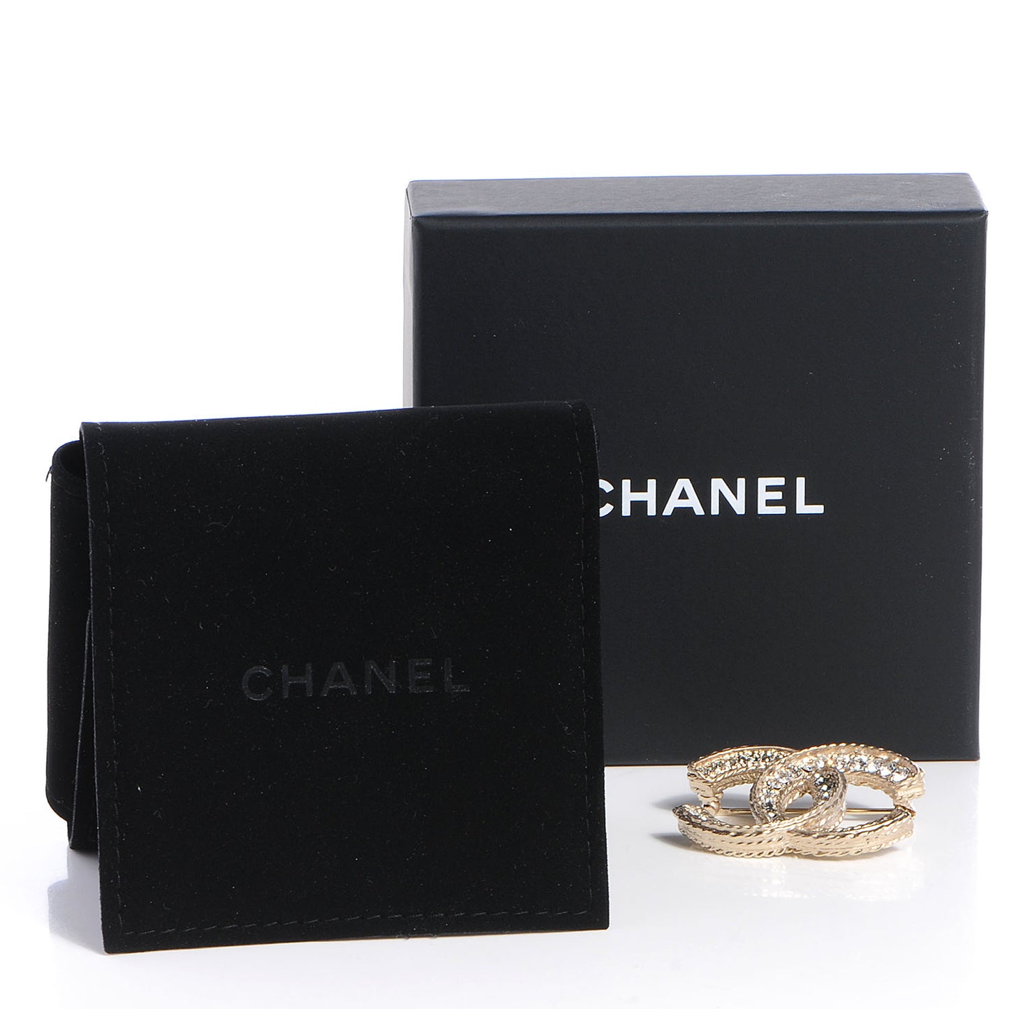 Crystal Large CC Brooch Gold
