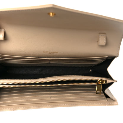 Saint Laurent Grain De Poudre Matelasse Chevron Monogram Chain Wallet Nude Powder 5 of 8