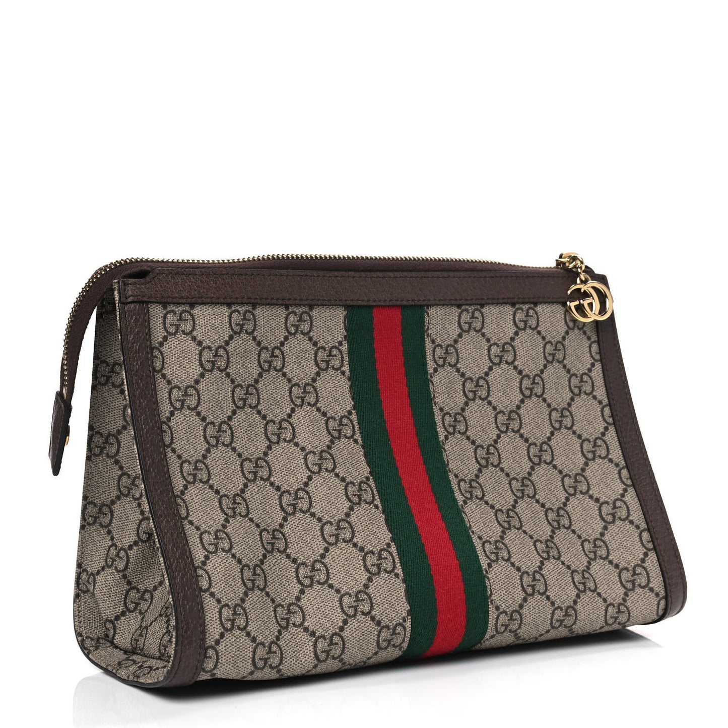 GG Supreme Monogram Web Large Ophidia Cosmetic Case Beige New Acero