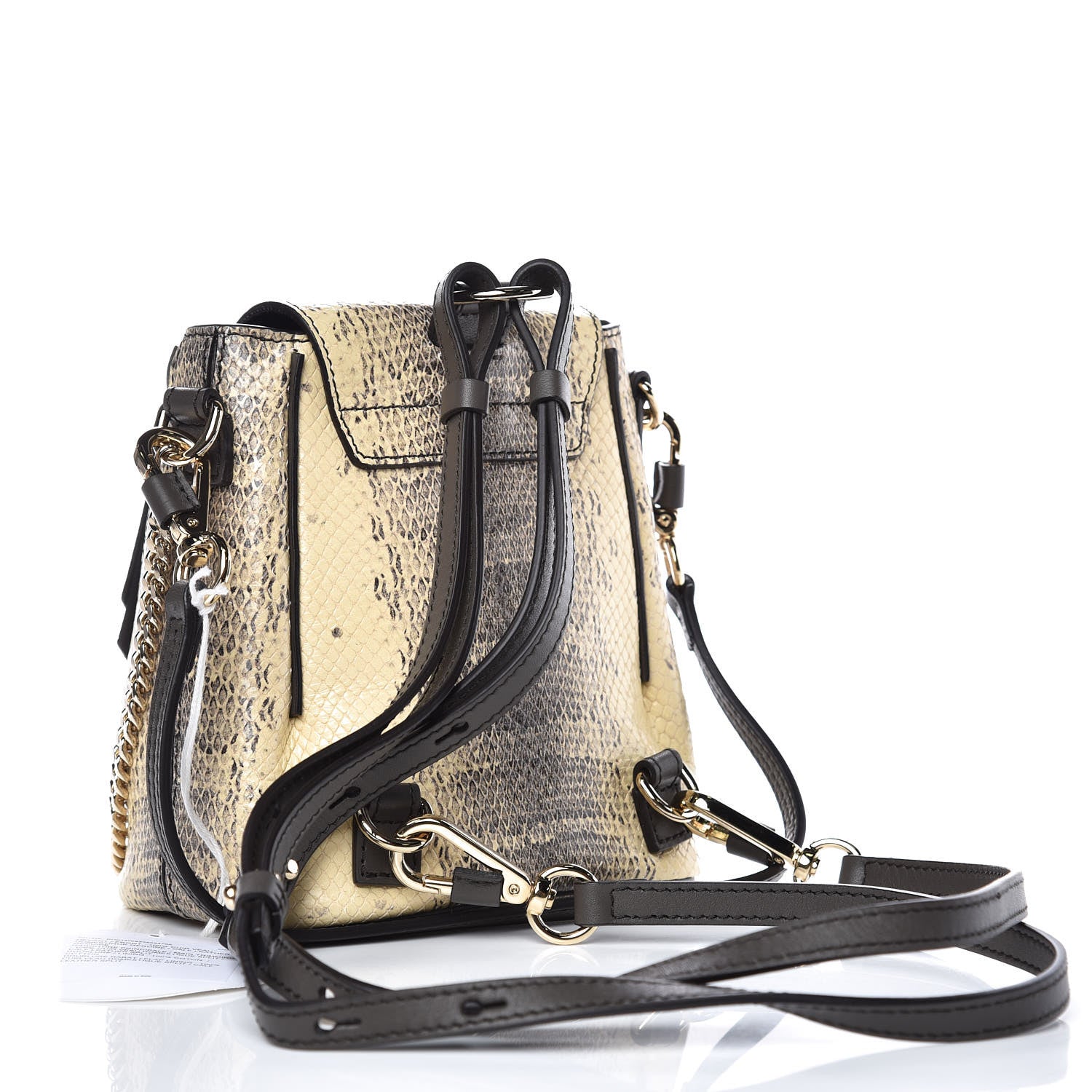 Chloe Calfskin Watersnake Embossed Mini Faye Backpack Cloudy Yellow 3 of 8