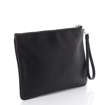 MCM Calfskin Wristlet Logo Pouch Black White 2 of 6