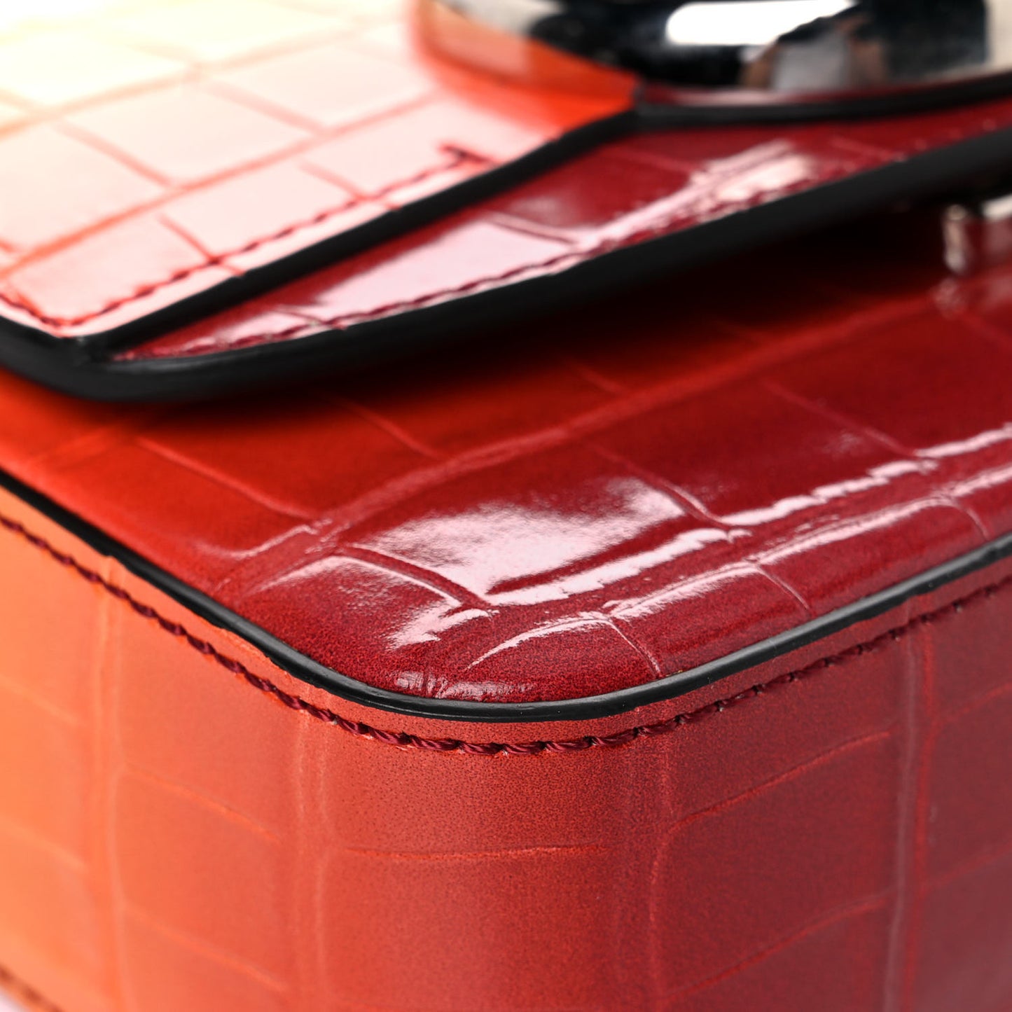 Calfskin Crocodile Embossed Mini C Double Carry Ombre Yellow