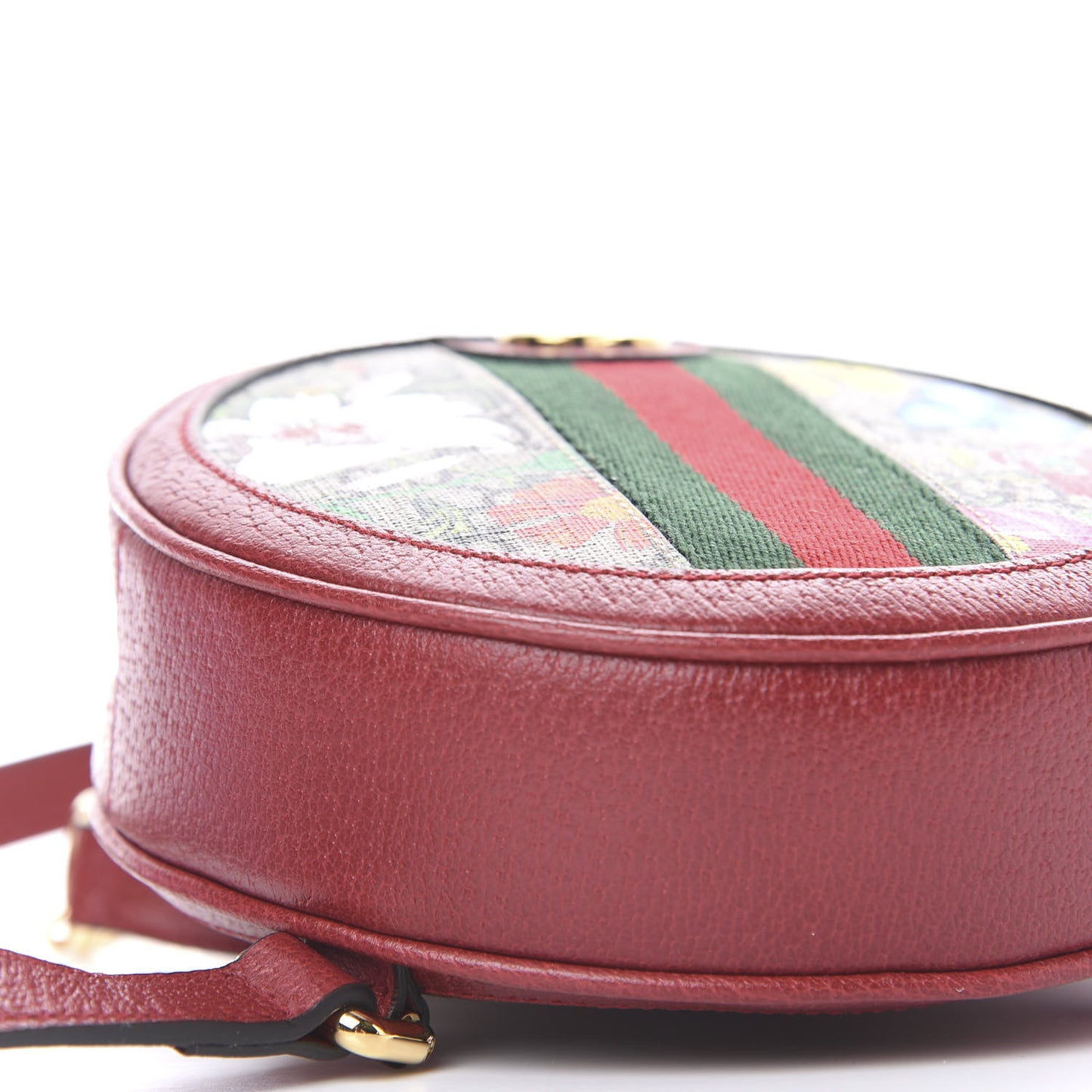 GG Supreme Monogram Web Flora Mini Ophidia Round Backpack Red