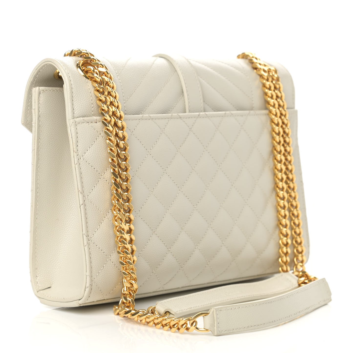 Grain De Poudre Textured Mixed Matelasse Medium Triquilt Monogram Satchel Crema Soft