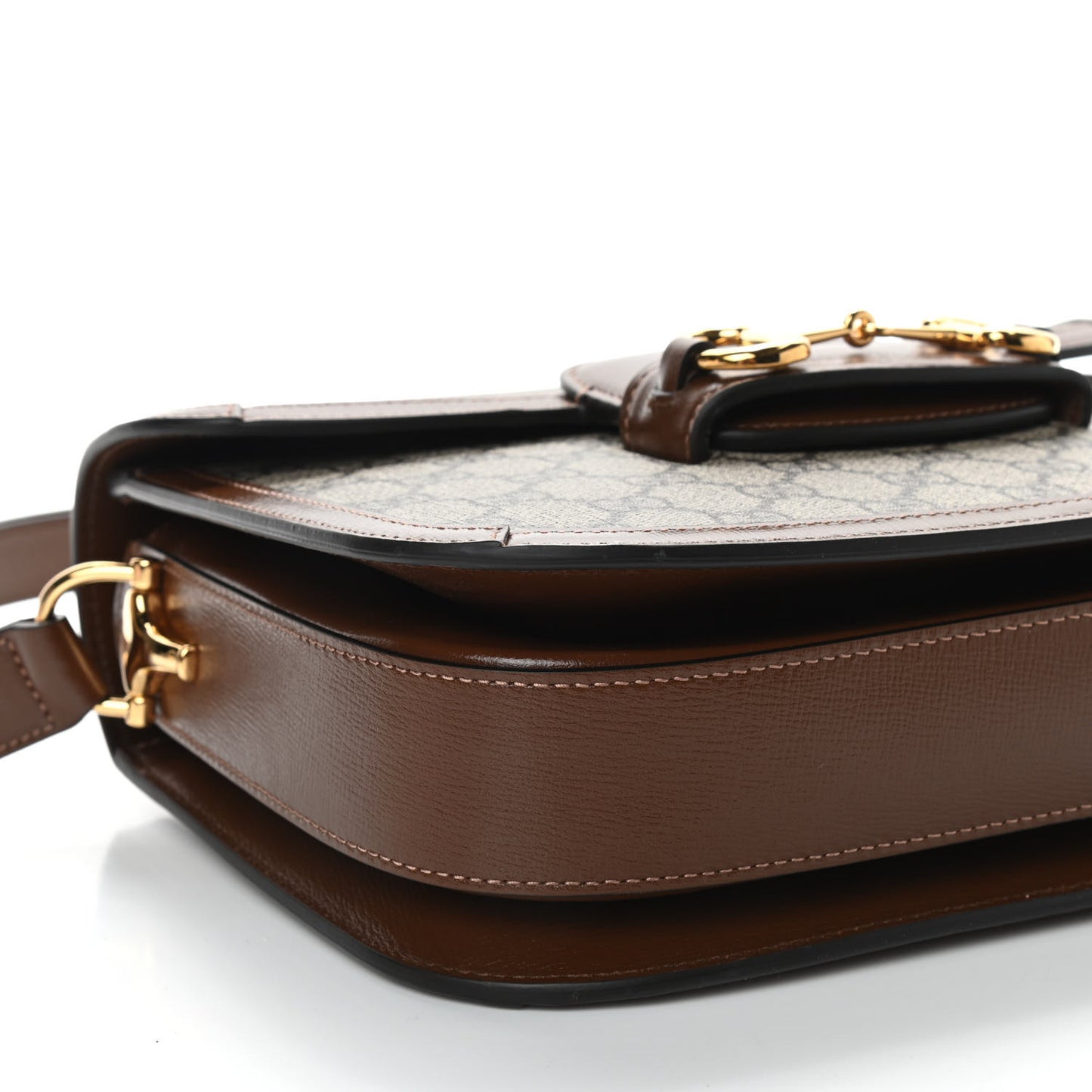 GG Supreme Monogram Horsebit 1955 Shoulder Bag Beige Brown Sugar