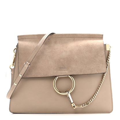 Chloe Calfskin Suede Medium Faye Shoulder Bag Motty Grey 1 of 16