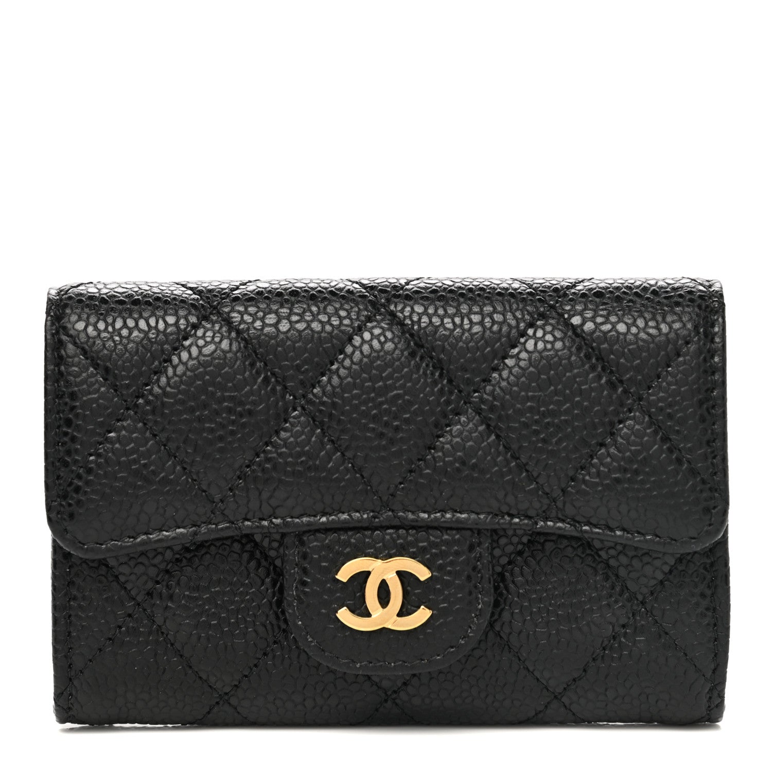Chanel Caviar Quilted Flap Card Holder Wallet Black 1 of 9