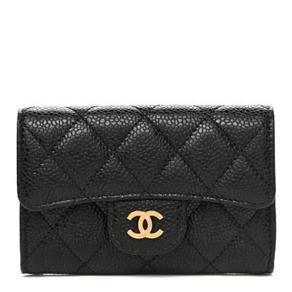 Chanel Caviar Quilted Flap Card Holder Wallet Black 1 of 9