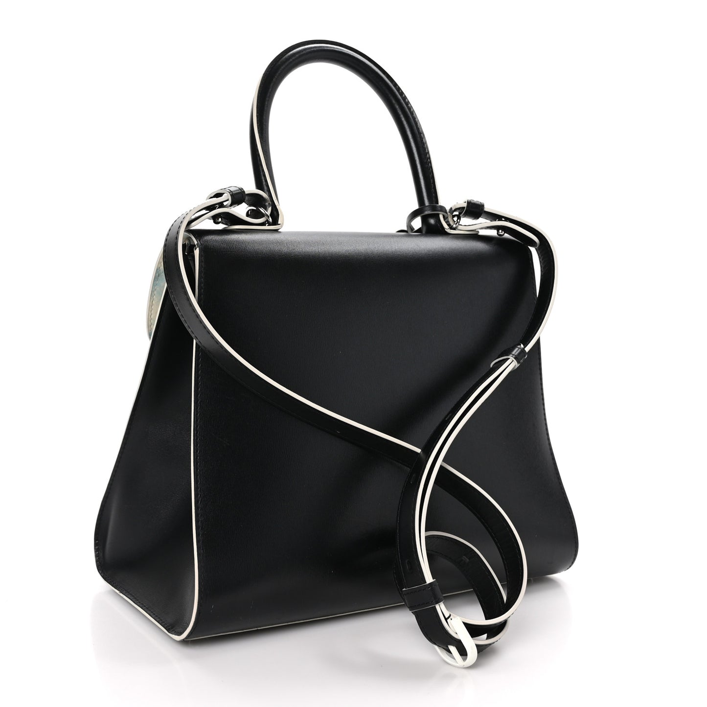 Box Calfskin MM Brillant Clouds Satchel Black Ciel