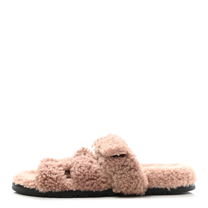 Hermes Woolskin Womens Chypre Sandals 39 Bois De Santal 1 of 8