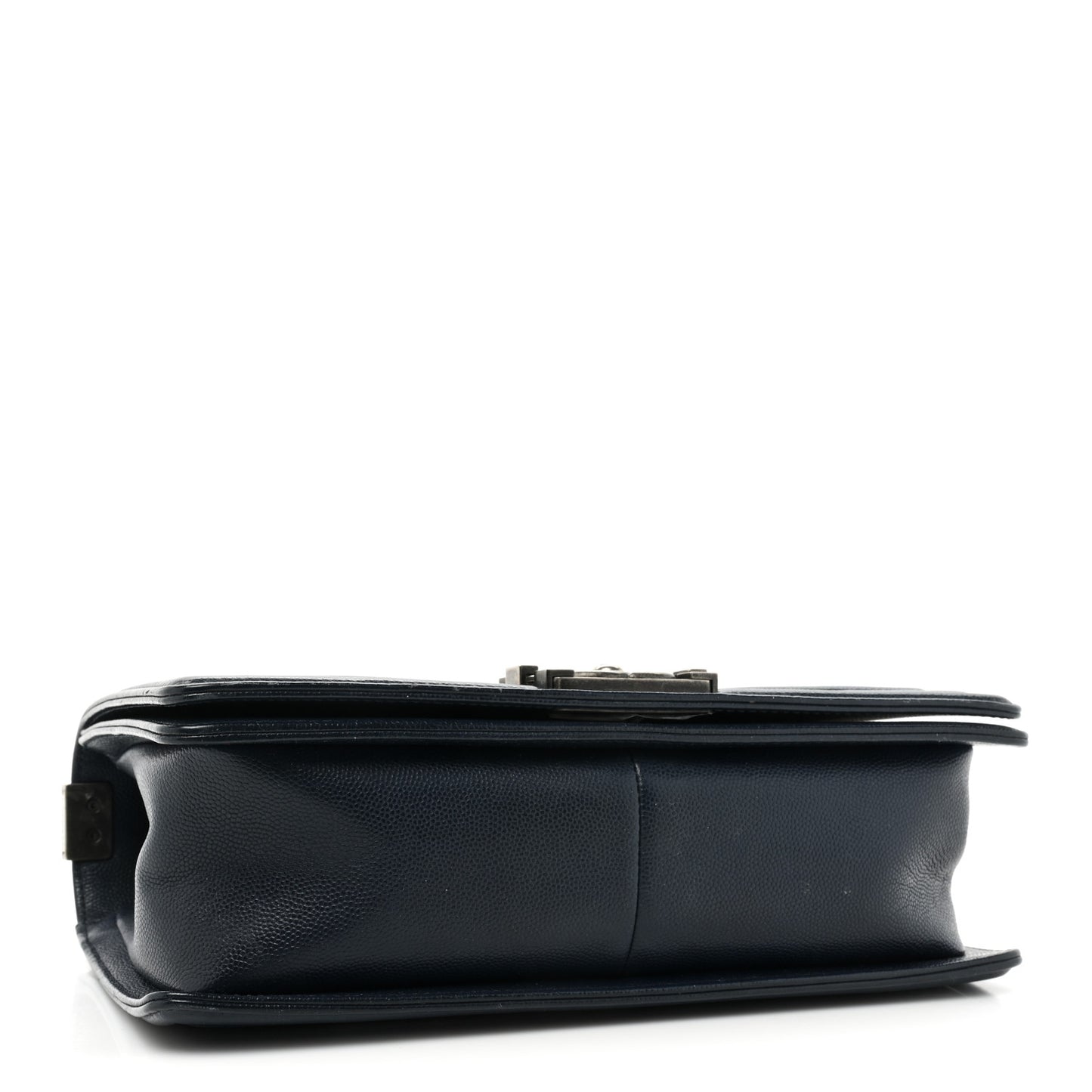 Caviar Chevron Quilted Medium Boy Flap Navy