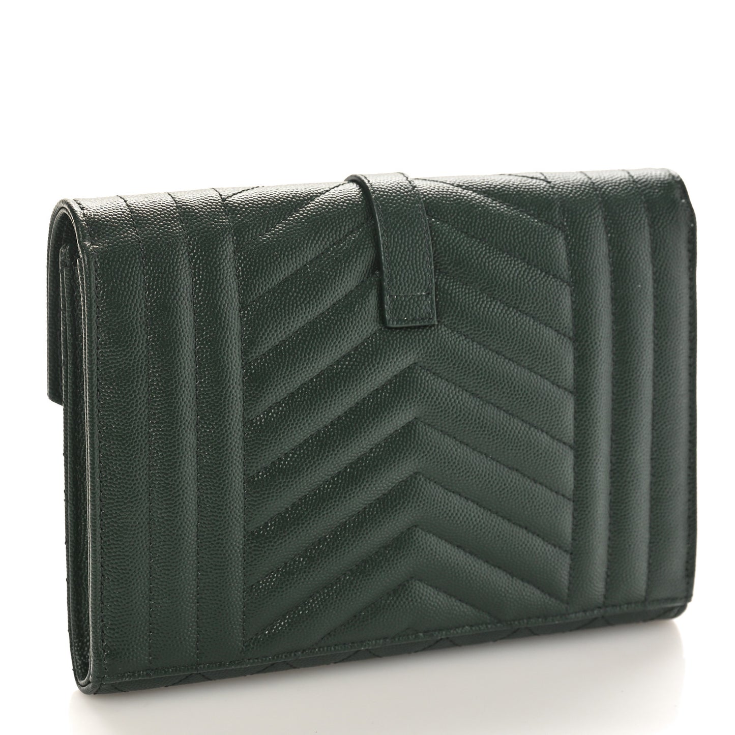 Grain De Poudre Textured Mixed Matelasse Triquilt Monogram Clutch Vert Fonce