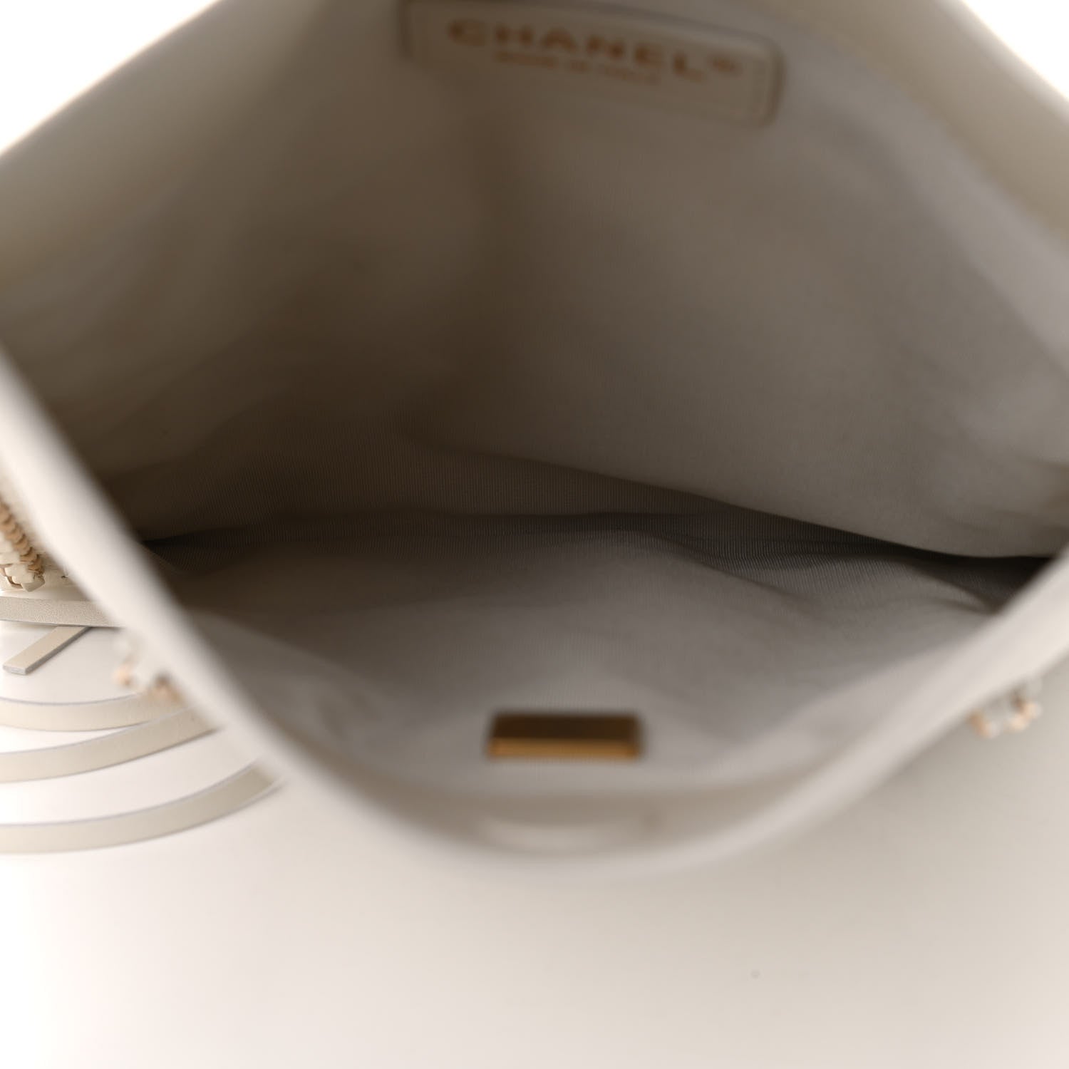 Chanel Calfskin Quilted Fringe Small Shopping Bag White 5 of 9