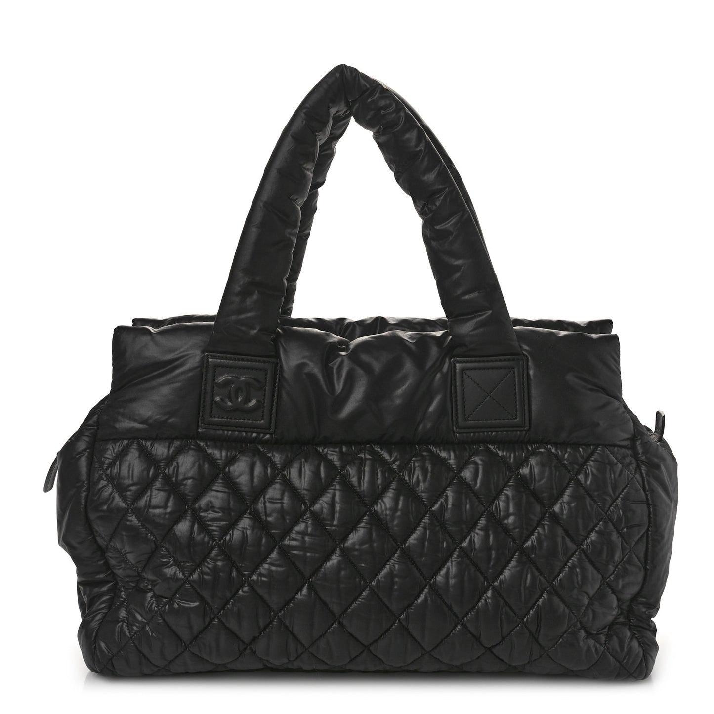 Nylon Quilted Large Coco Cocoon Reversible Tote Black