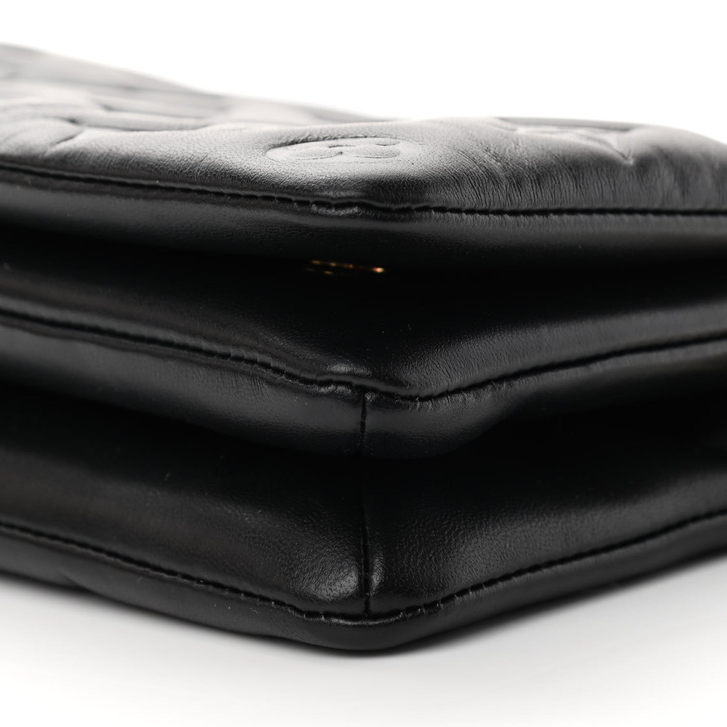 Lambskin Embossed Monogram Pochette Coussin Black