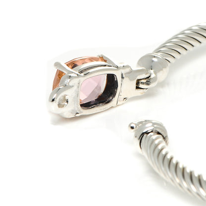 David Yurman Sterling Silver Diamond Morganite 3mm Petite Wheaton Bracelet 7 of 7