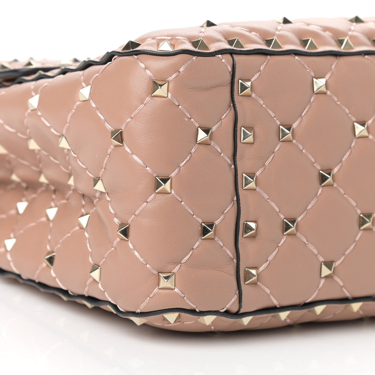 Nappa Large Rockstud Spike Shoulder Bag Soft Noisette