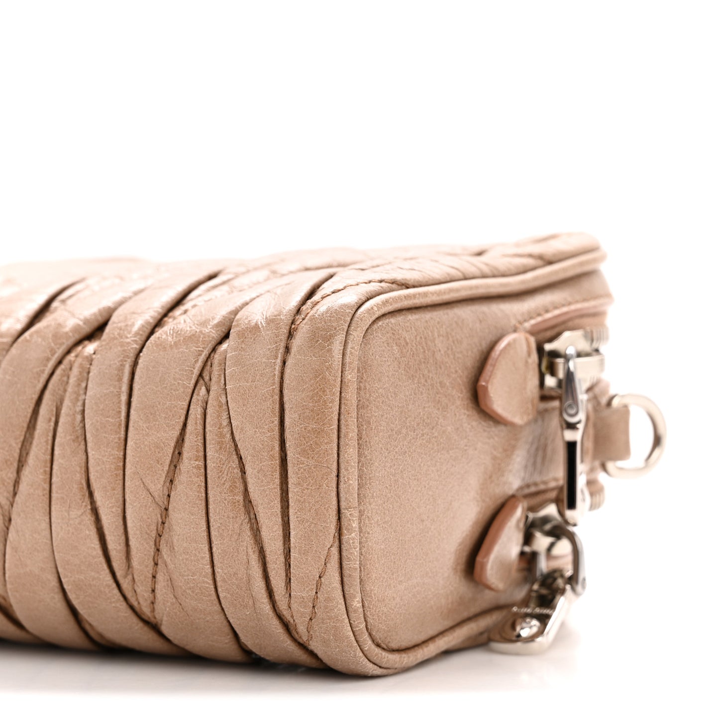Vitello Lux Matelasse Double Zip Chain Crossbody Bag Cammeo