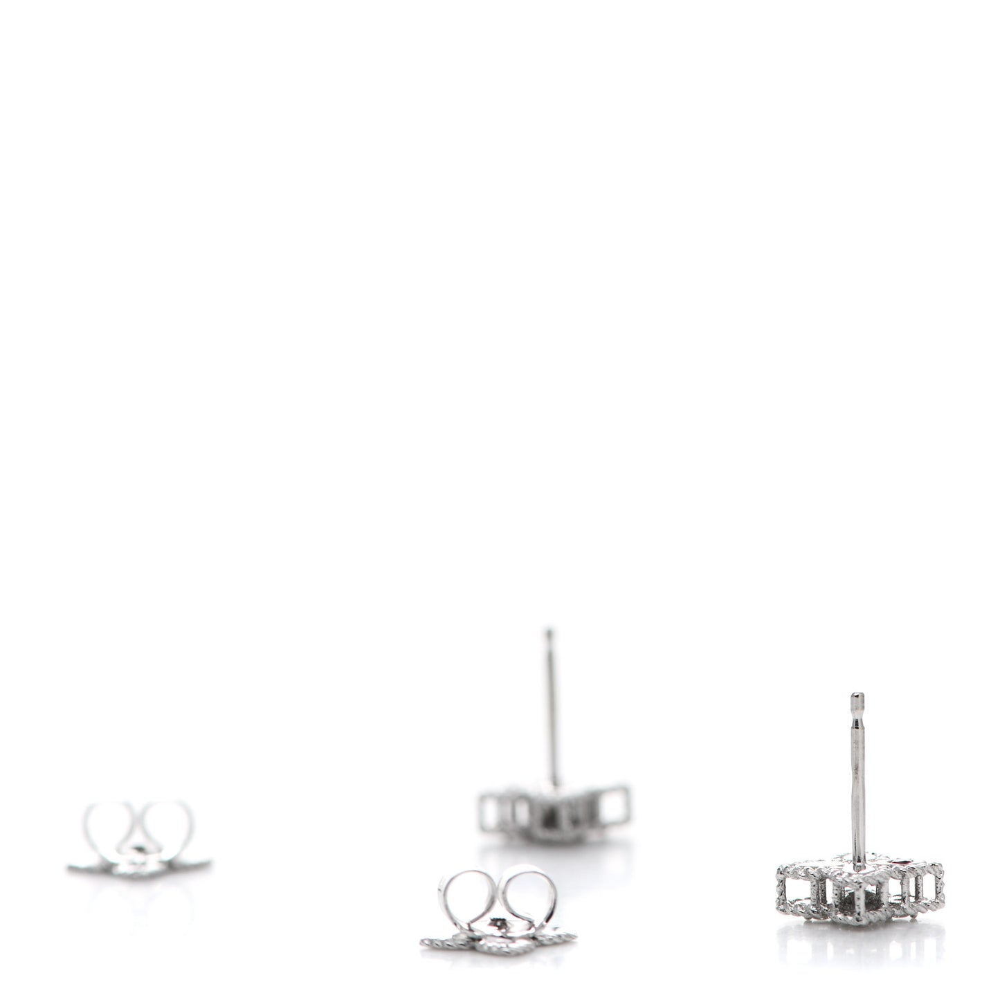 18K White Gold Diamond Princess Flower Small Stud Earrings