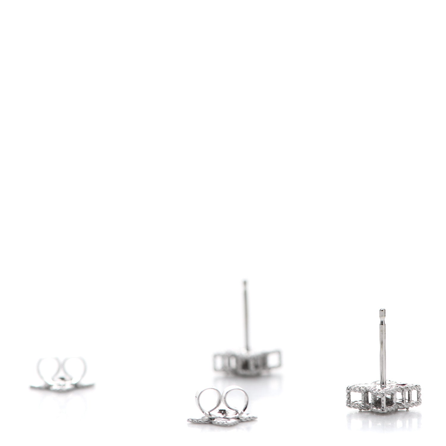 Roberto Coin 18K White Gold Diamond Princess Flower Small Stud Earrings 3 of 4