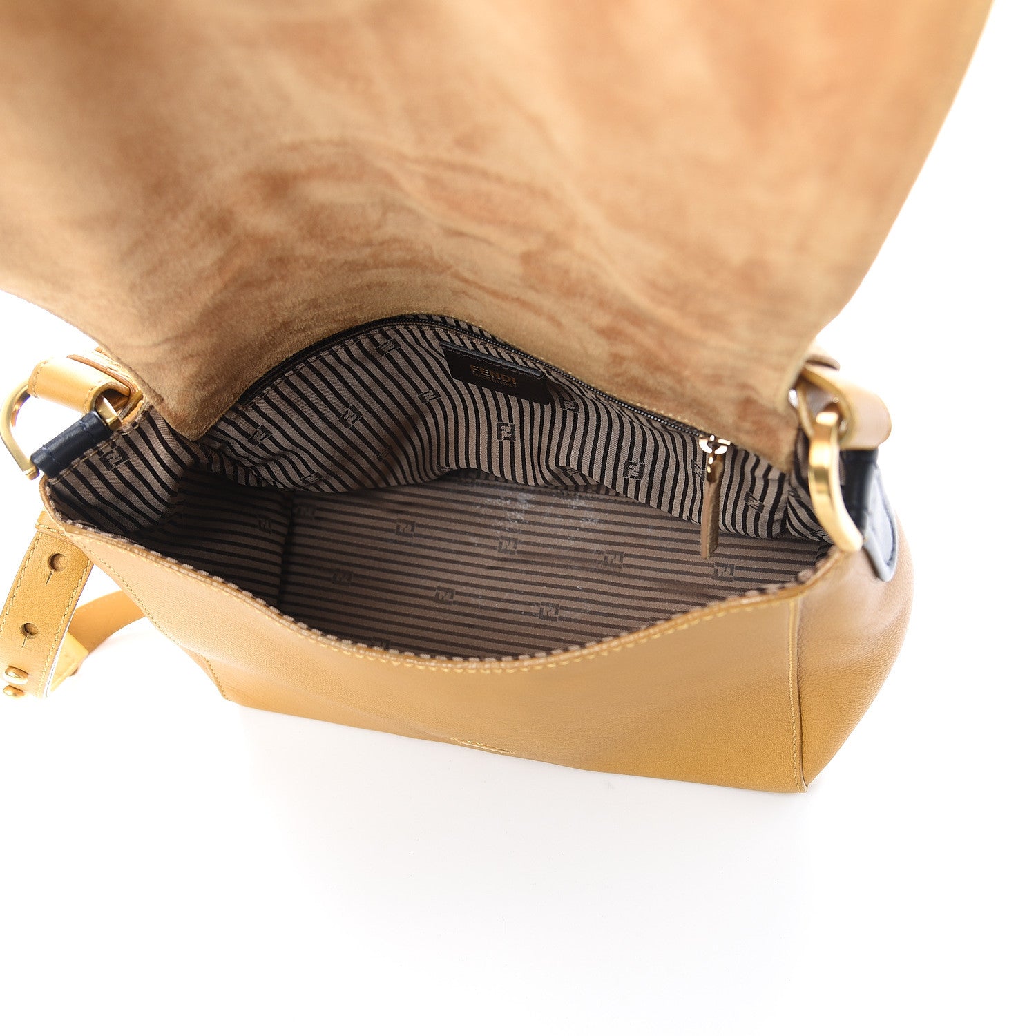 Fendi Calfskin Colorblock Anna Shoulder Bag Yellow White 4 of 8