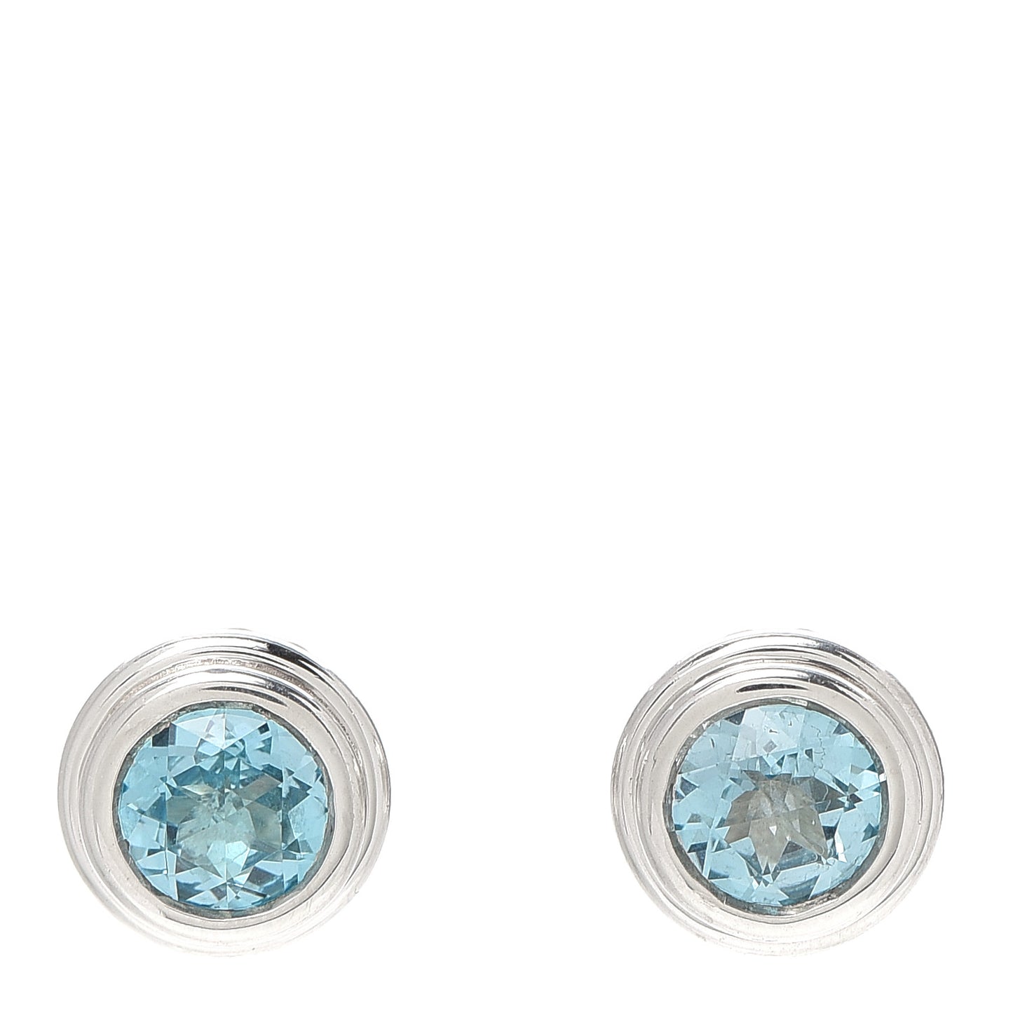 Sterling Silver Blue Topaz Batu Bedeg Round Earrings